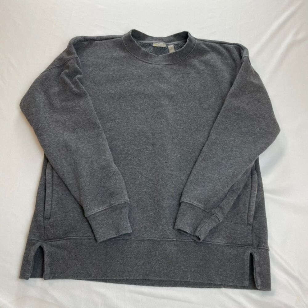 Zella Carey Crew High Low Pocket Sweatshirt Charcoal Gray Size M